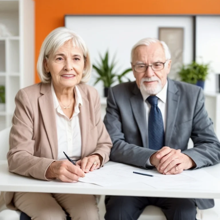 Senioren bei Beratung zu Versicherungsangeboten